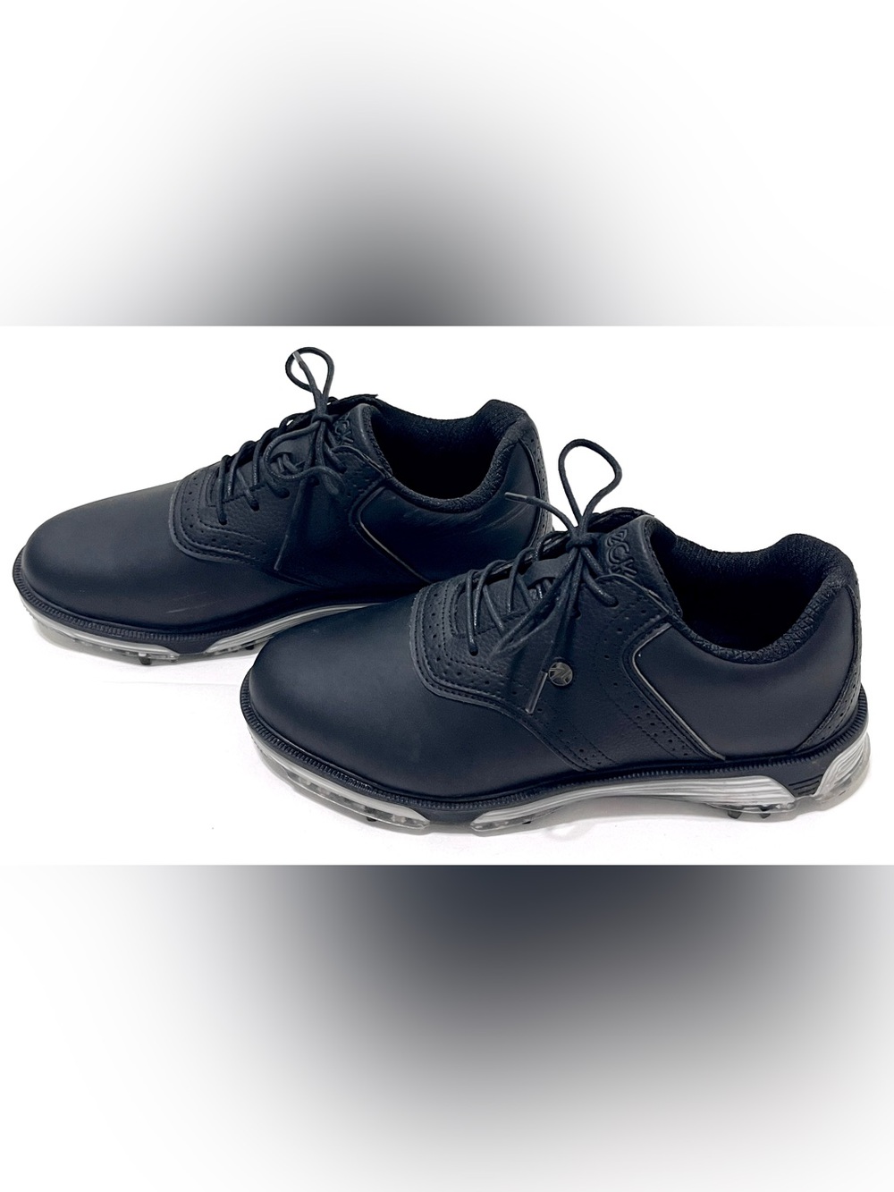 Men's Traditions Waterproof Spiked Golf Shoes Black Leather US 8.5 - Picture 3 of 8